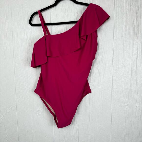 Kona Sol Periwinkle One Shoulder Modest Flattering One Piece Swimsuit Size 17 - Picture 3 of 6